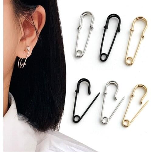 Pin Earrings Punk Rock Style Safety Pin Ear Hook Stud Earrings Exquisite Jewelry Gift Men for Women