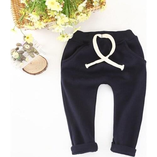 Girls Pants Kids solid candy winter warm trousers clothes children pants for baby boys thick harem pants blue grey red