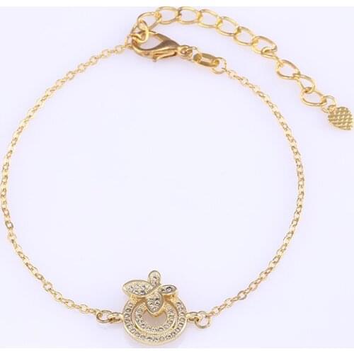 Gold/Rose Gold Colors Butterfly Connector Micro Pave Zircon Round Charm Link Bracelet Fit Men Women Jewelry Making Craft