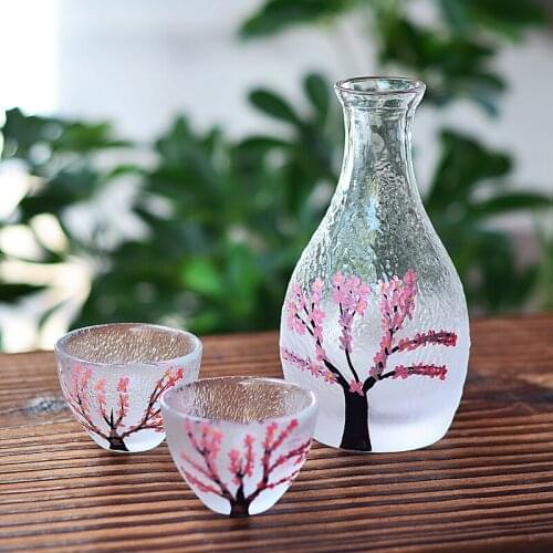 Glass Sake Cup Glass Set Flagon Bottle Japanese Sake Set Round Mini Flask Liquor Bottle Decantador De Vino Hip Flasks BG50HF