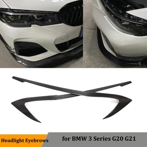 Dry Carbon Fiber Headlight Eyebrows for BMW 3 Series G20 G21 2017 - 2020 Pure Carbon Eyelid Sticker Decoration Trim