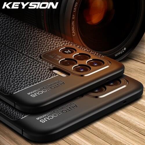 KEYSION Shockproof Case for OPPO A94 5G A94 4G leather texture soft silicone Phone Back Cover for OPPO F19 Pro F19 Pro+ Plus