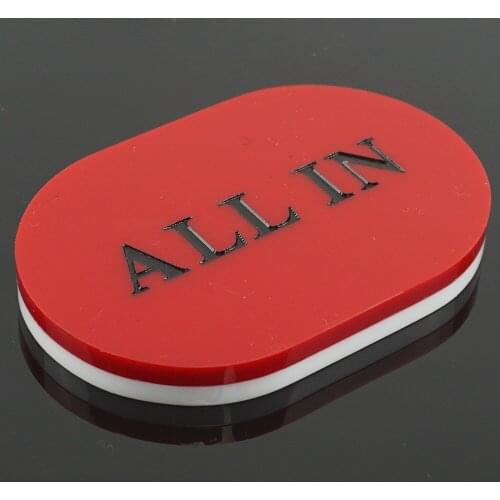 All in Dealer Button Pressing Texas Hold'em Playing Cards All in White-red Acrylic Ellipse Wholesale