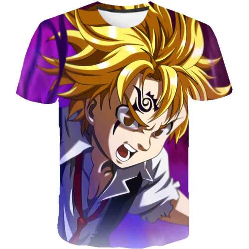 Funny T Shirts Anime The Seven Deadly Sins Meliodas 3D T Shirts Summer Child Casual T-shirt Girl Boy Baby Short Leisure Tee