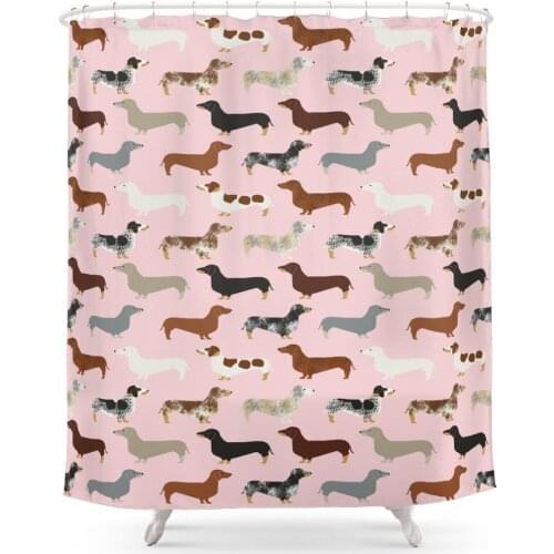 Dachshund Doxie Pet Portrait Hot Dog Weener Dog Breed Funny Small Dogs Puppy Gifts For Dachshund Shower Curtain