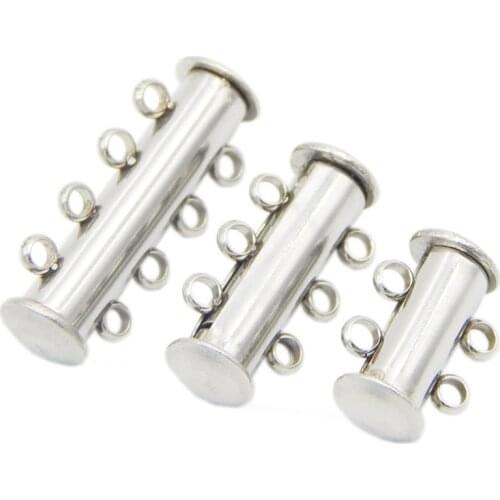 2/3/4 Strands Hole Stainless Steel Slide Clasps For Leather cord DIY Bracelets Necklace Jewelry Connector Making Findings