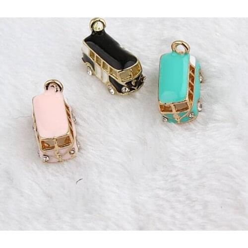 1 pcs Lovely Cubic Bus Charms fit for DIY Phone Chain Bracelets Necklace Jewelry Enamel Bus Charm Handmade Pendant C04