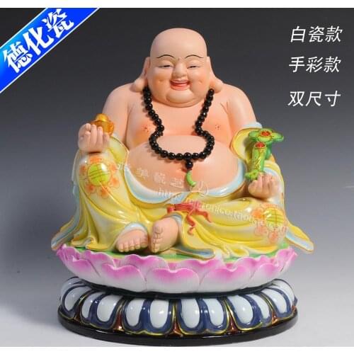 10 inch 12 inch hand color Liantuo baoruyi sitting Buddha Maitreya porcelain dedicated to high-end business TV cabinet