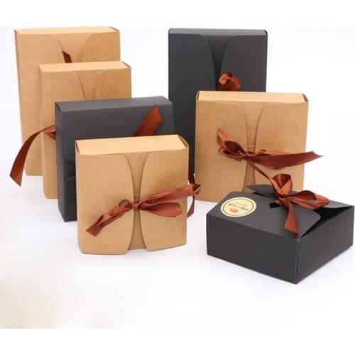 10Pcs/Lot Party Cookie Boxes Bakery Gift Boxes European New Style Kraft Paper Box Kraft Paper Large Wedding Candy Box 4 Sizes