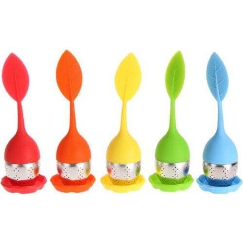 100pc/lot Leaf Silicone Tea Infuser withe Food Grade make tea bag filter creative 304 Stainless Steel Tea Strainers SN579