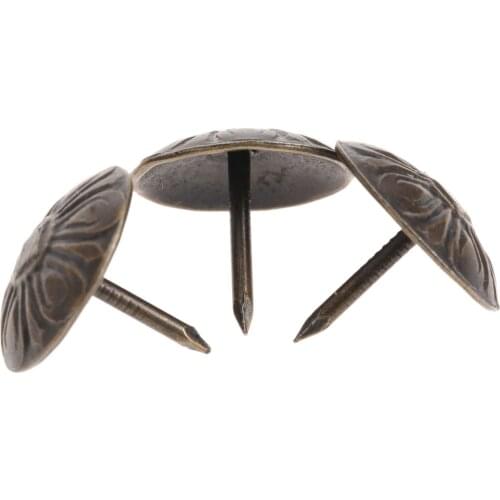 100pcs 16x14mm Elegant Bronze Upholstery Nails Tacks Studs Vintage Decorative Furniture Nails Pushpin Doornail Hardware