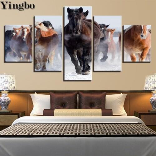 5pcs/set 5D DIY Diamond Embroidery Horses Animal Diamond Painting Cross Stitch Kits needlework Rhinestone Mosaic home decoration