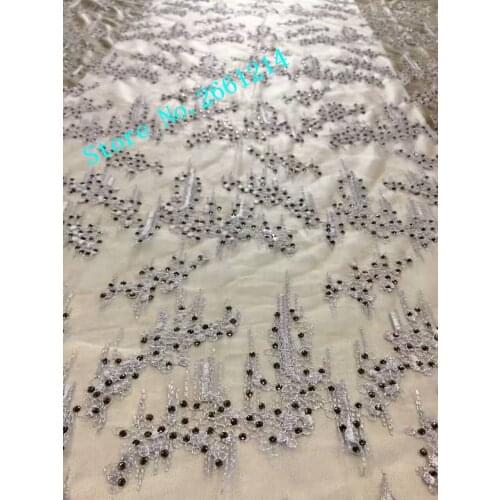 5y/lot) African lace with stones embroidery textile lace fabric BZL-22409 african french lace fabric high quality