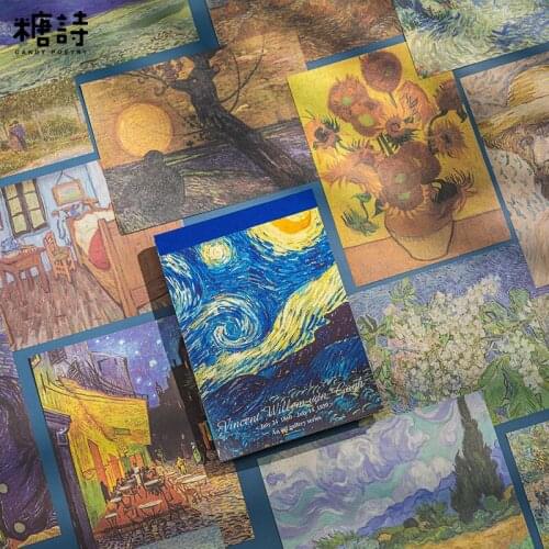 60 Pcs/set World Famous Painting Memo Pad Message Notes Decorative Notepad Starry Sky Note Paper Memo Stationery Office Supplies
