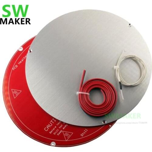 220mm Aluminum anodized build plate + MK2Y PCB heated bed power wiring thermistor kit for 3D printer delta kossel