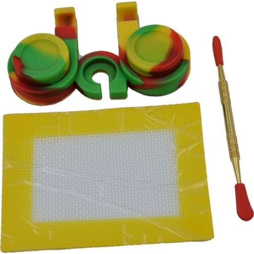 Non Stick Silicone Slick oil Station+ 2pcs 5ml Dab wax Jar container +2pcs Bho Dabber Carving tool+ Baking Silicone mat pads