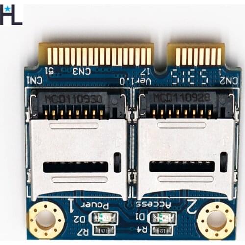Dual TF Micro SD MPCI-E Express adapter with half Bracket Memory Card Reader Adapter support Windows ME/2000/XP/Vista/7/ Mac OS