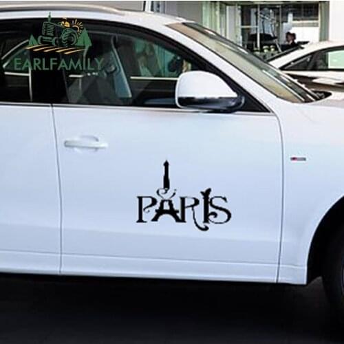 EARLFAMILY 58cm x 50.27cm 2x Paris Eiffel Tower Funny Graphical(one For Each Side) Car Sticker for Truck Window Door Vinyl Decal