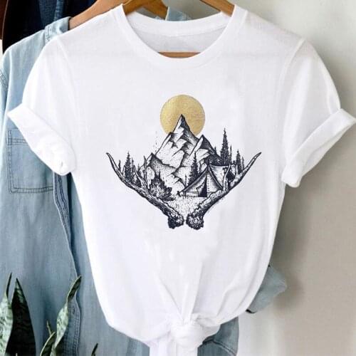 T-shirts Women Fashion Mountain Travel Casual Girl 90s Short Sleeve Clothes Graphic Tshirt Top Lady Print Female Tee T-Shirt