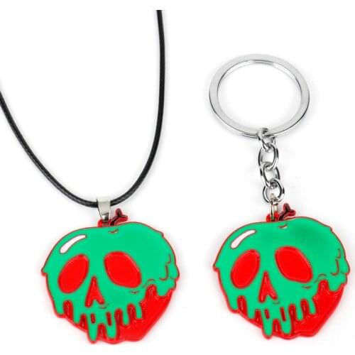 Halloween Horror Green Red Skull Necklace Keychain Men Womens Funny Trinket Gift