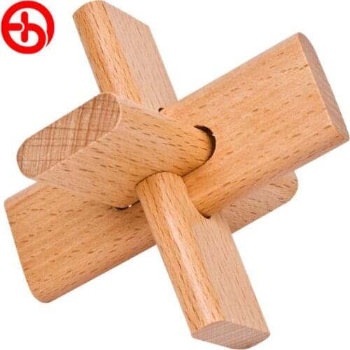 Intellectual decompression toy eucalyptus material 3 Kong Ming lock Lu Ban lock adult childrens toys E19