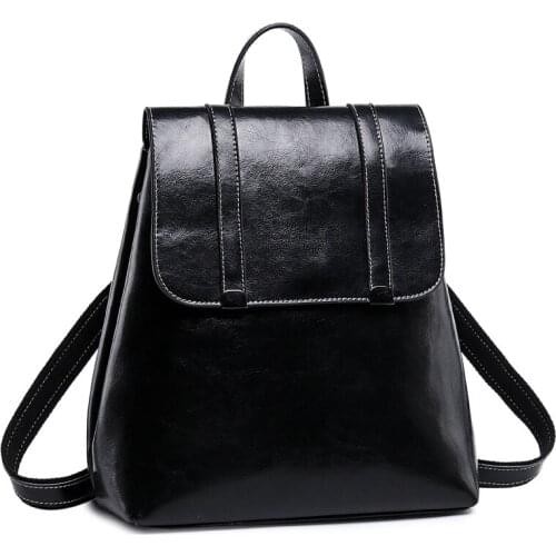 Leather backpack fashion ladies backpack multi-function anti-theft first layer leather travel bag