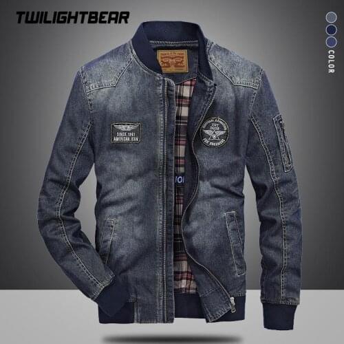 New Mens Denim Jacket Male Oversized Spring Brand Stand Collar Streetwear Cotton Casual Jacket Coat Men Brand Clothing BF687