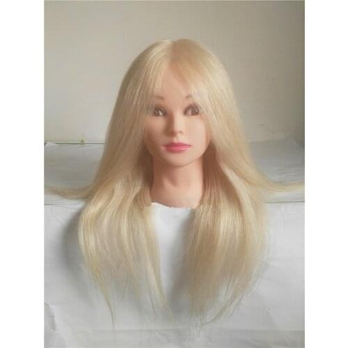 Cheap Mannequin Dummy Cosmetology Hairdressing Mannequin Heads 100% Blonde Human Hair Training Mannequin Head With Natural Hair