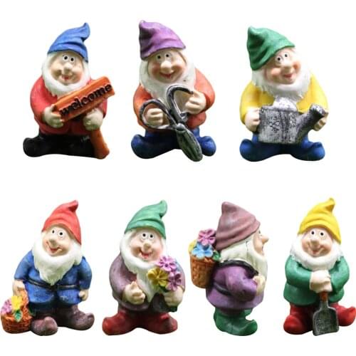 6PCS/Set Mini Garden Gnome Figurines Resin Fairy Garden Funny Miniature Gnomes Elf Figure Micro Garden Dwarf Kit For Terrarium