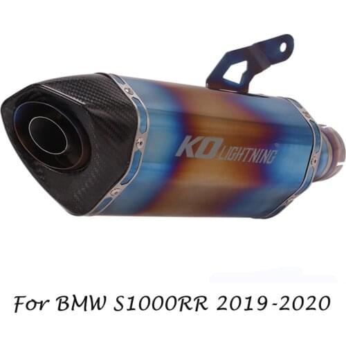 Motorcycle Exhaust Escape Tips Muffler Mid Tail Pipe Titanium Blue Slip for BMW S1000RR 2019 2020