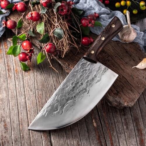 New Chinese Chef Knife Handmade Forging Kitchen Knife Hammer Made Butcher Slaughter Meat Chopping Cleaver 5Cr15 Steel Cutter