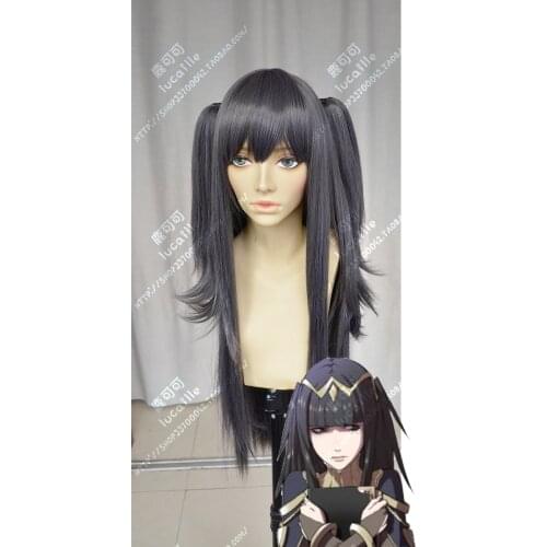 Anime Fire Emblem Awakening Tharja Two Ponytails Wig Cosplay Costume Women Long Synthetic Hair Halloween Party Wigs + Wig Cap