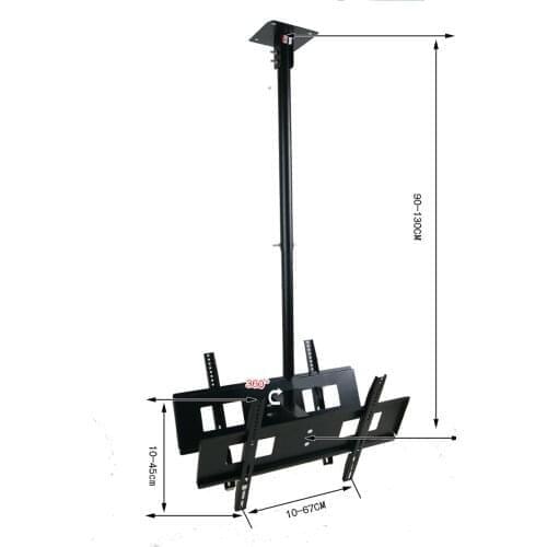 30-65 inch Dual Screen LED LCD TV Ceiling Mount Free Lifting 90-130cm 360 Swivel Max. VESA 45*67CM Double TV Bracket Hanger