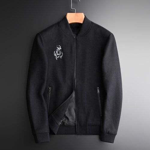 Wool Shirt Luxury Baseball Collar Fashion Embroidery Mens And Coats Trend Slim Jackets For Men Plus Size 4XL