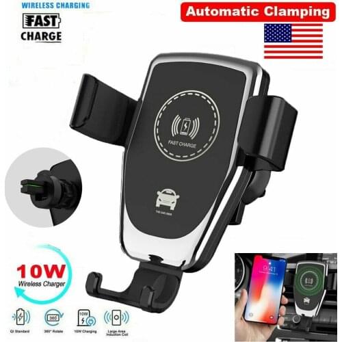 SOONHUA 10W QI Fast Charger Magnetic Car Wireless Charger Phone Holder Stand Support Car Air Vent Mount