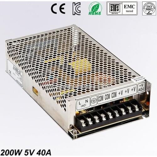 5V 40A 200W Switching Power Supply Driver for LED Strip AC 100-240V Input to DC 5V free shipping