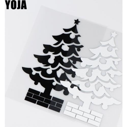 YOJA 10.7X17CM Creative Cartoon Christmas Tree Car Sticker Decals Decoration ZT4-0054