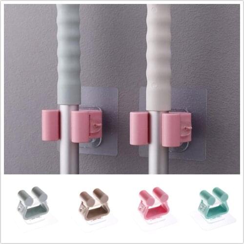Universal Self-adhesive Wall Mounted Mop Holder Brush Broom Hanger Storage Rack Kitchen Organizer