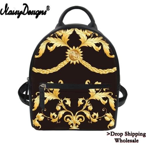 Women Mini Backpack European and American Floral Pattern PU Leather luxury Bags Female Lady Girl Softpack Custom DropShipping