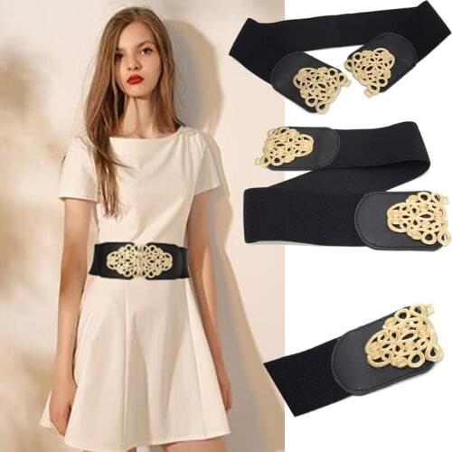 Luxury Brand 2020 New Fashion New Womens Flower Double Button Waist Dress Elastic Decorative Belt Bg-1621