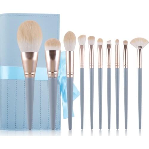 ZOREYA 10pcs Natural Hair Makeup Brushes Set Professional Foundation Blushes Eyeshadow Eyebrow Blending Brush Tools Maquillaje