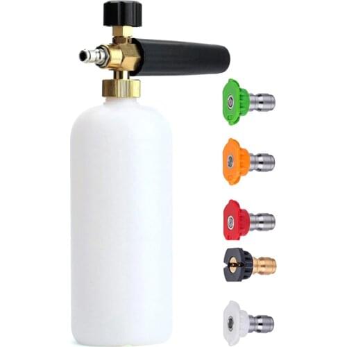 1/4" Quick Release Foam Gun Snow Foam Lance Professional Foam Generator Car Washer 5 Pressure Washer Nozzles for Cleaning