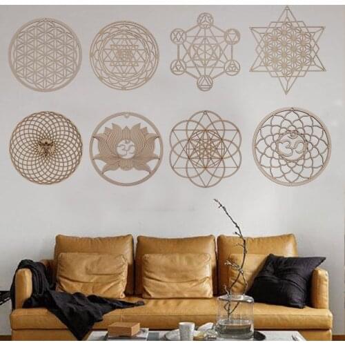 1pc Wooden Flower Of Life Christmas Ornaments, Sacred Geometry Ornaments Home Decor, Wood Sign Wall Art Seed of Life Coaster