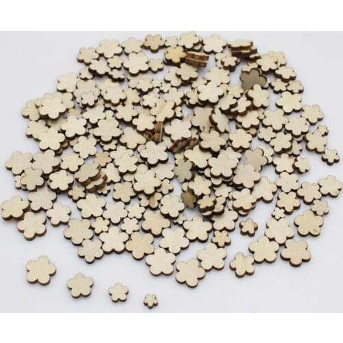 100/200pcs Flower Unfinished Wooden Round Circles Ring Crafts Supplies Scrapbooking DIY Embellishment Arts Decorative Wedding