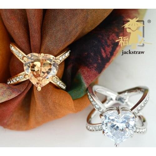 2018 high quality new pure copper zircon ring scarf silk shawl scarf clips wholesale