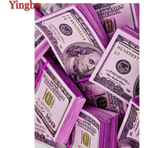 5D Diy Diamond Painting Purple Money Dollar Pictures Of Rhinestones Full Square Round Rhinestone Mosaic Cross Stitch