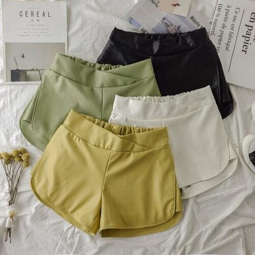 8409# Maternity Leisure Pants Summer Fashion PU Shorts Elastic Waist Pregnant Women Belly Support Pants Maternity Trousers