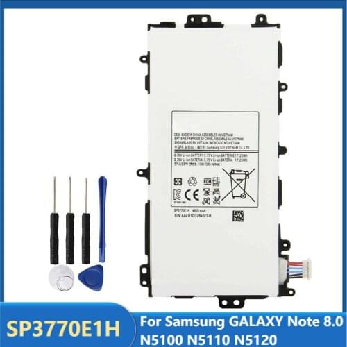 Original Tablet Battery SP3770E1H For Samsung GALAXY Note 8.0 N5100 N5110 N5120 Replacement Rechargeable Batteries 4600mAh