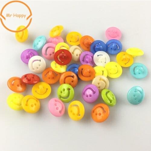 100PCs 13mm Smile Smiling face Mixed Colors Resin Buttons for Sewing or Scrapbooking Garment Accessories