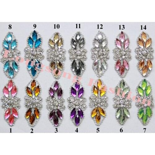 Free Shipping Wholesale 40pcs/lot 1.3x3.3'' Crystal Rhinestone Applique for Wedding Gown Bridal Sash Evening Wear LSAP020